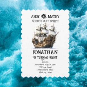 Pirate Party Ship Birthday Invitation