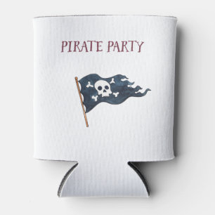 Pirate Party Ship Skull Flag Personalized Can Cooler