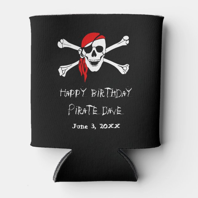 Pirate Party Skull and Crossbones Can Drink Cooler (Front)
