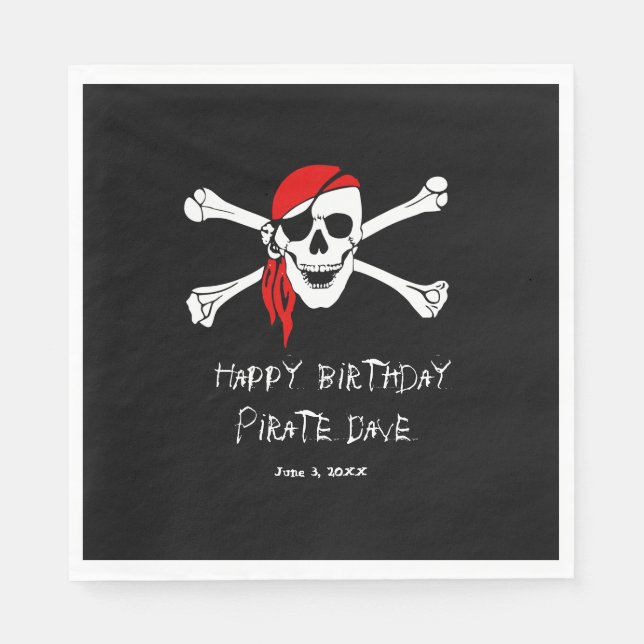 Pirate Party Skull and Crossbones Paper Napkins (Front)