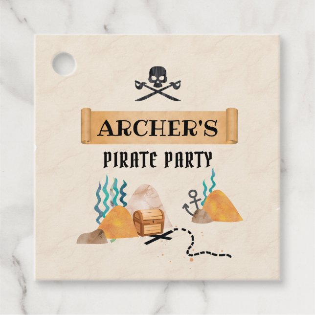 Pirate party tag, Pirate Favour Tags (Front)