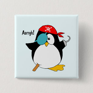 Pirate Penguin Argh! 15 Cm Square Badge