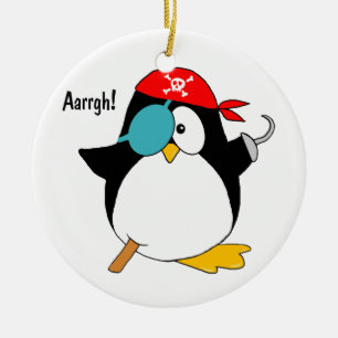 Pirate Penguin Ceramic Tree Decoration