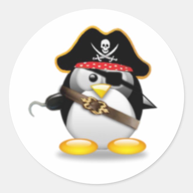 Pirate Penguin Classic Round Sticker (Front)