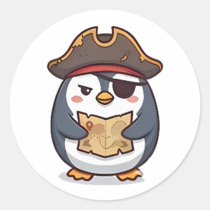 Pirate Penguin Classic Round Sticker