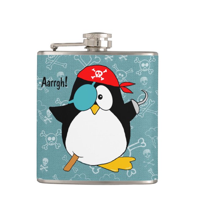 Pirate Penguin Hip Flask (Front)