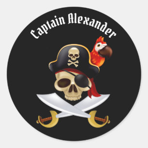 Pirate Personalise Classic Round Sticker