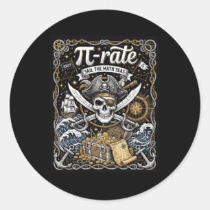 Pirate Pi Rate For Pi Day Math Pirates Teacher Sch Classic Round Sticker