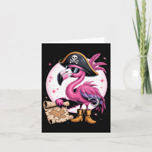 Pirate Pink Flamingo Funny Halloween Party Costume Card