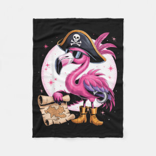 Pirate Pink Flamingo Funny Halloween Party Costume Fleece Blanket