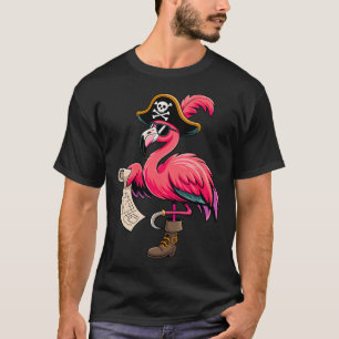 Pirate Pink Flamingo Funny Halloween Party Costume T-Shirt