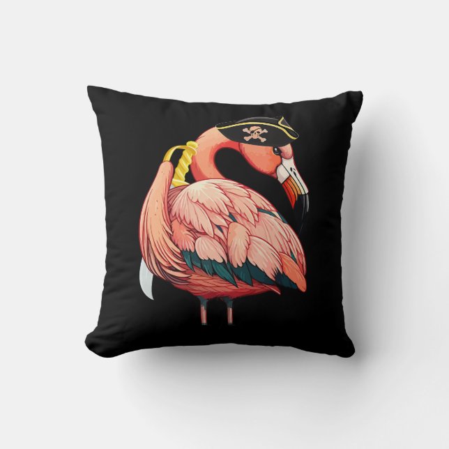 Pirate Pink Flamingo Halloween Party Girls Cross B Cushion (Front)