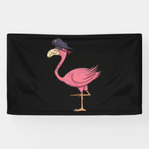 Pirate Pink Flamingo With Eyepatch Halloween Banner