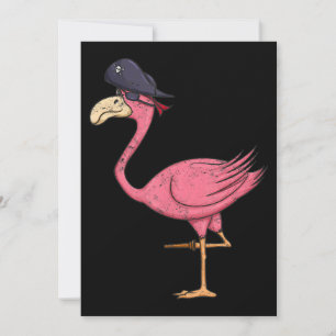 Pirate Pink Flamingo With Eyepatch Halloween Holiday Card