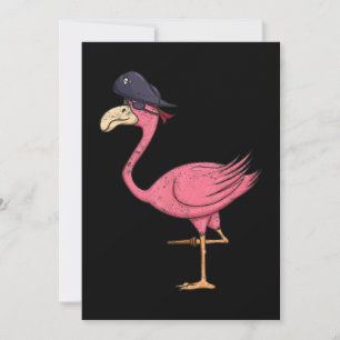 Pirate Pink Flamingo With Eyepatch Halloween Invitation