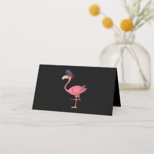 Pirate Pink Flamingo With Eyepatch Halloween Place Card