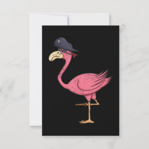 Pirate Pink Flamingo With Eyepatch Halloween RSVP Card