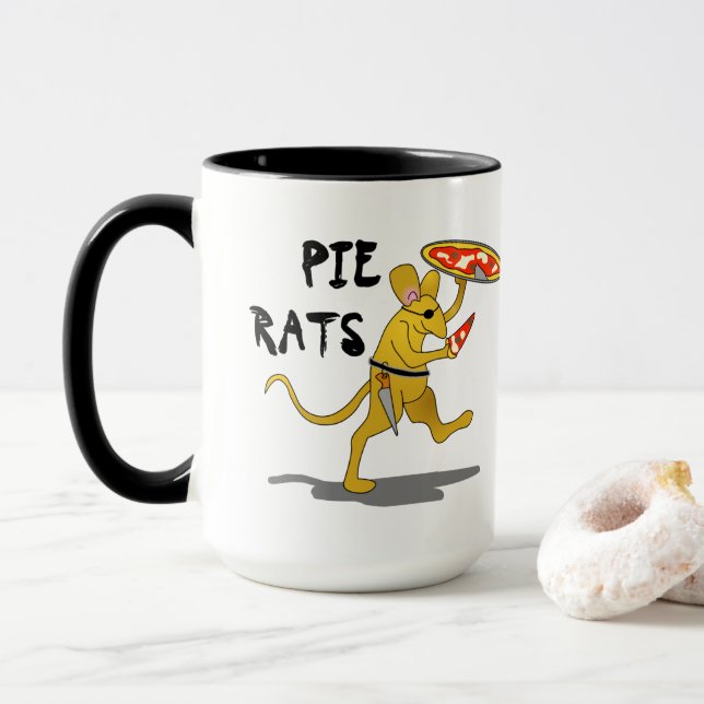 Pirate Pizza Pie Rat  Mug (With Donut)