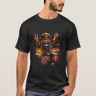 Pirate Playing Drums Funny Buccaneer Drummer Drumm T-Shirt
