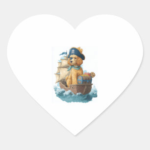 Pirate Poodle � Funny Sea Dog Heart Sticker