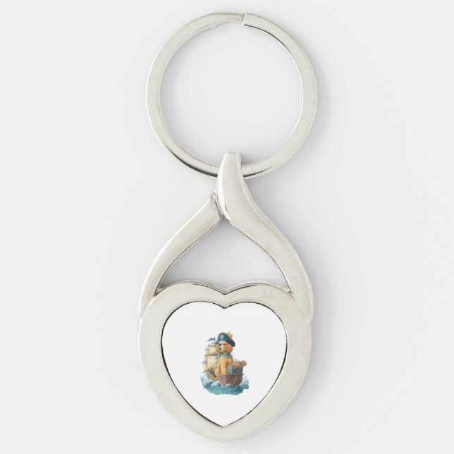 Pirate Poodle – Funny Sea Dog Key Ring (Front)