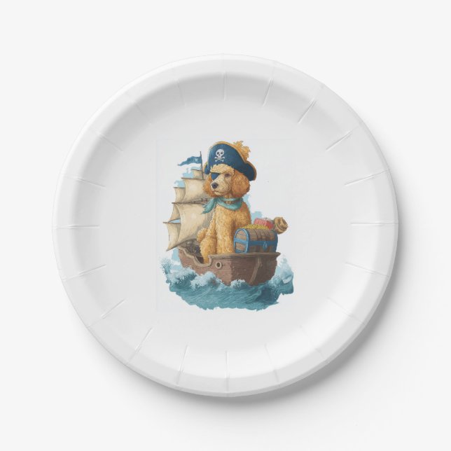 Pirate Poodle � Funny Sea Dog Paper Plate (Front)