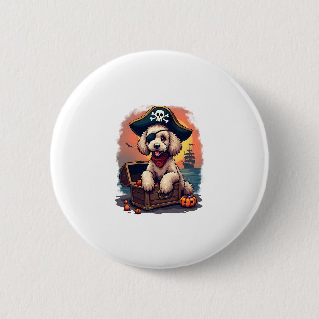 Pirate Poodle Plunder 6 Cm Round Badge (Front)