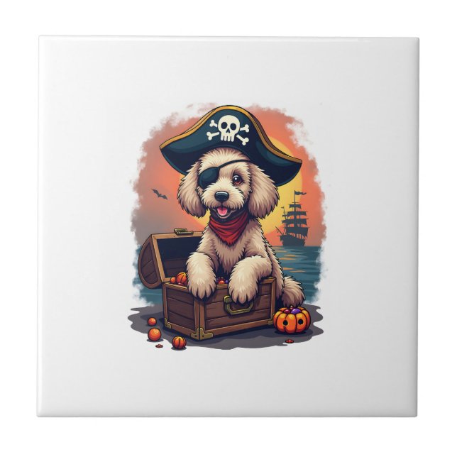 Pirate Poodle Plunder Ceramic Tile (Front)