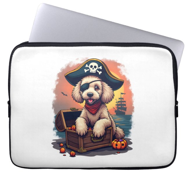 Pirate Poodle Plunder Laptop Sleeve (Front)