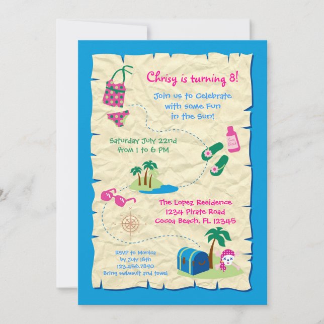 Pirate Pool Party Birthday Invitation (Front)