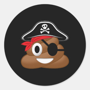 Pirate Poop Funny Halloween  Classic Round Sticker