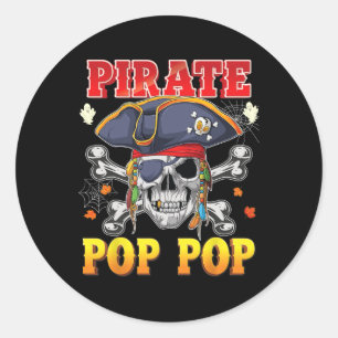 Pirate Pop-pop Skull Crossbones Halloween Costume Classic Round Sticker