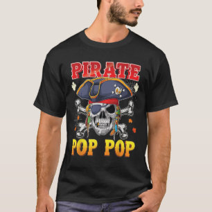 Pirate Pop-pop Skull Crossbones Halloween Costume T-Shirt