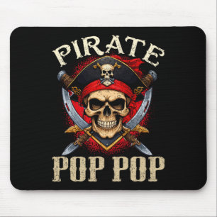 Pirate Pop Pop Skull Jolly Roger Halloween Pirate Mouse Pad