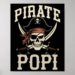 Pirate Popi Funny Captain Matching Grandpa Hallowe Poster