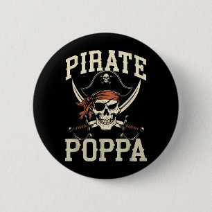 Pirate Poppa Funny Captain Matching Halloween 6 Cm Round Badge