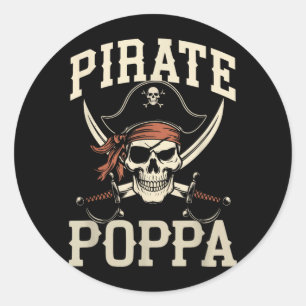 Pirate Poppa Funny Captain Matching Halloween Classic Round Sticker