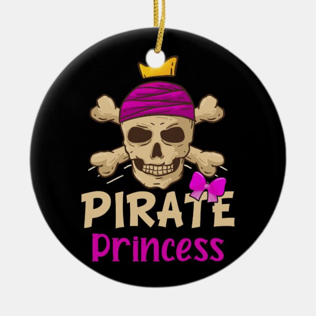 Pirate Princess Halloween Costume Crossbone Skull  Ceramic Ornament (Front)