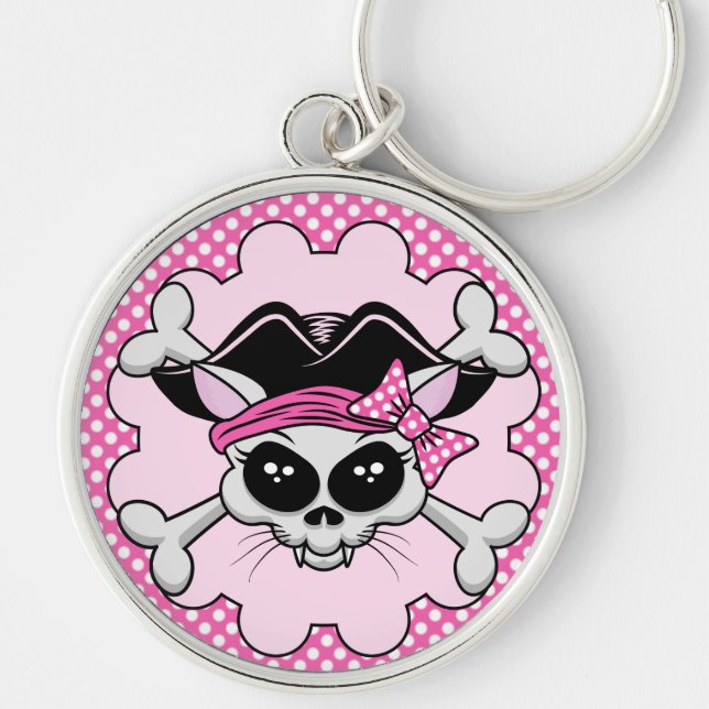 Pirate Princess Kitty Skull Key Ring (Front)