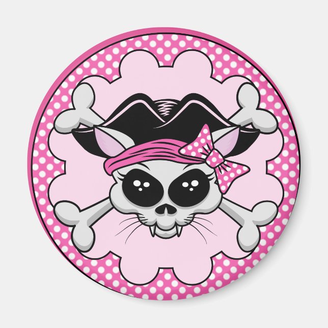 Pirate Princess Kitty Skull Magnet (Front)