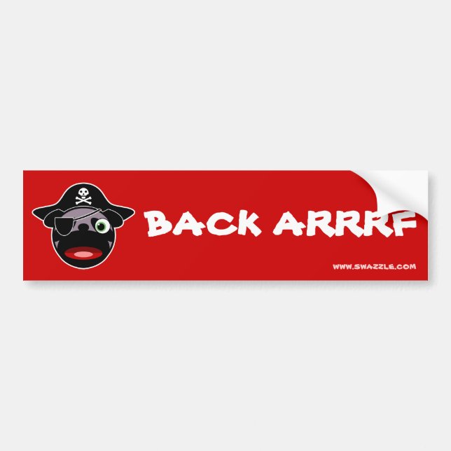 Pirate Pug Bumper Sticker (Front)