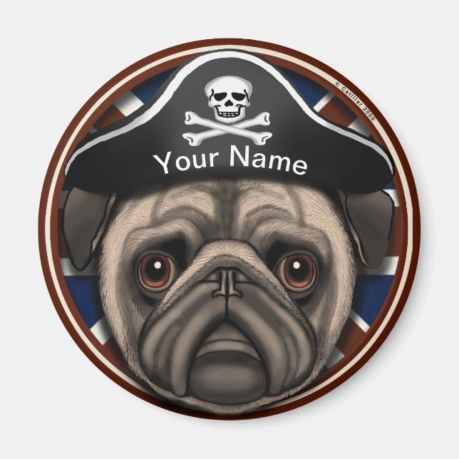 Pirate Pug Magnet (Front)