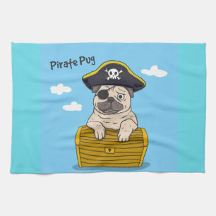 Pirate Pug Tea Towel