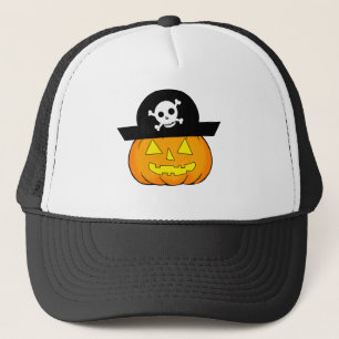 pirate pumpkin trucker hat