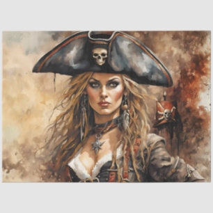 Pirate Queen Nautical Caribbean Decoupage Paper