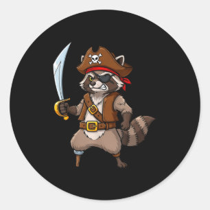 Pirate Raccoon Funny Halloween Costume For Men Wom Classic Round Sticker