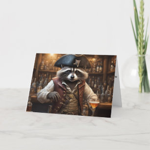 Pirate Racoon bartender funny story birthday  Card
