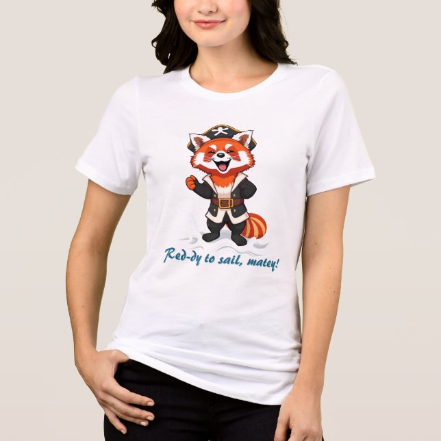 Pirate Red Panda Splash Personalised Adventure Tri-Blend Shirt (Front)