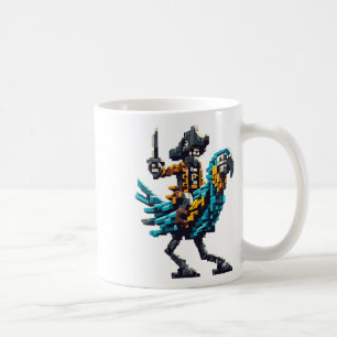 Pirate Riding Parrot Block Style Gaming Gamer Pixe Coffee Mug