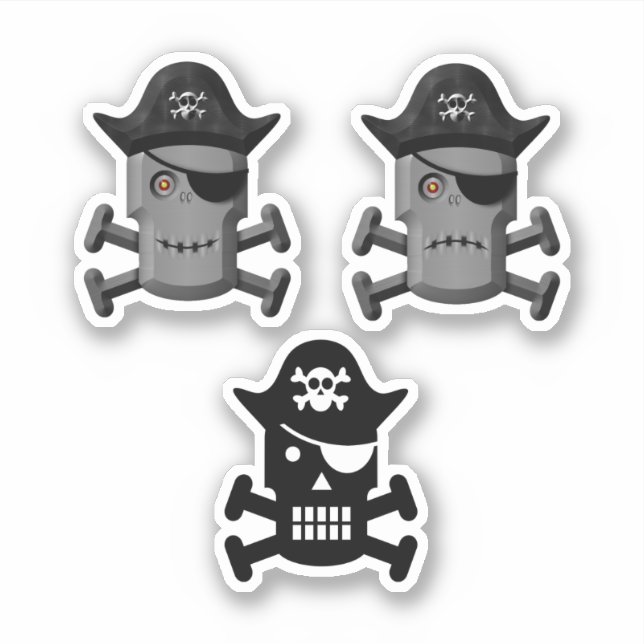Pirate Robot Jolly Roger 3 Pack (Front)